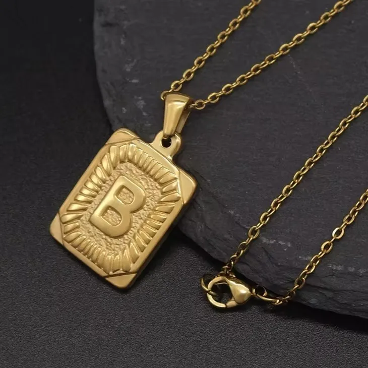 Custom Capital Letter Pendant 18K Gold Plated A To Z Stainless Steel