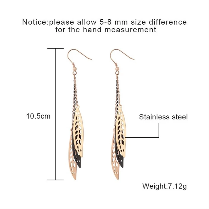 Rose Gold Hollow Feather Tassel Earrings suppliers Rose Gold Hollow Feather Tassel Earrings suppliers